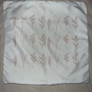 White Pillowcase with Pink Leaf Pattern